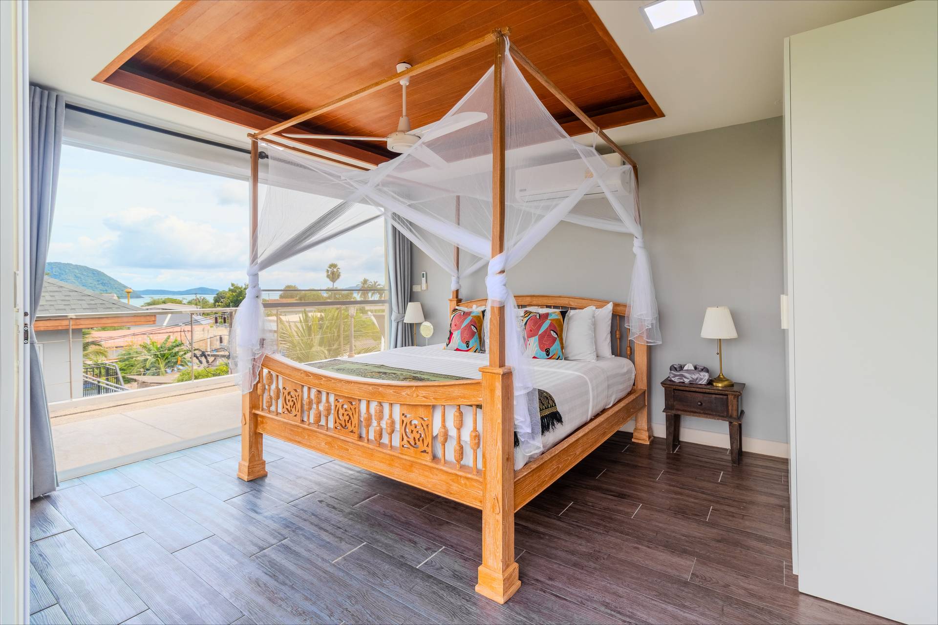 Master bedroom suite with luxury king bed and ensuite bathroom for couples