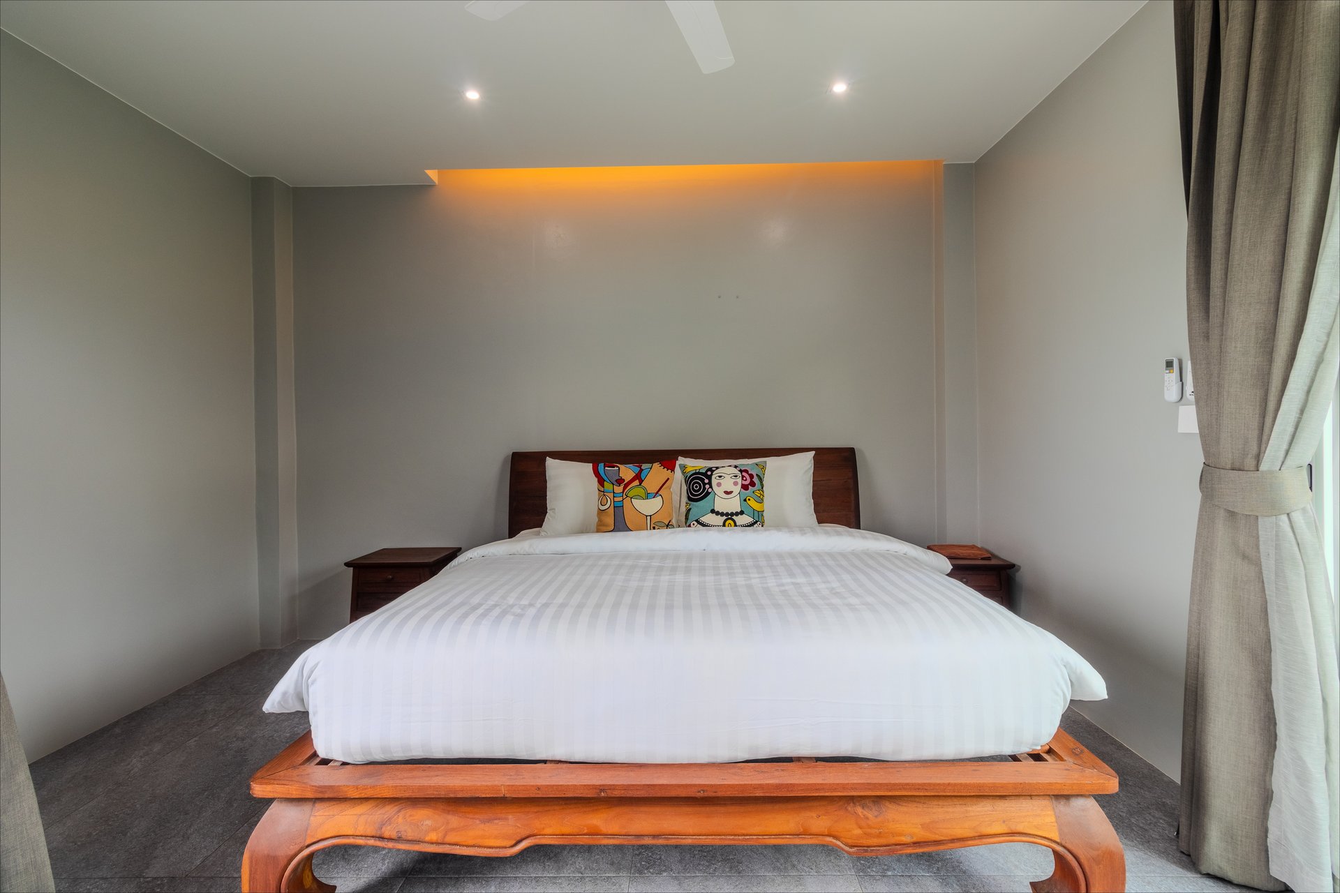 King bedroom with LED backlighting