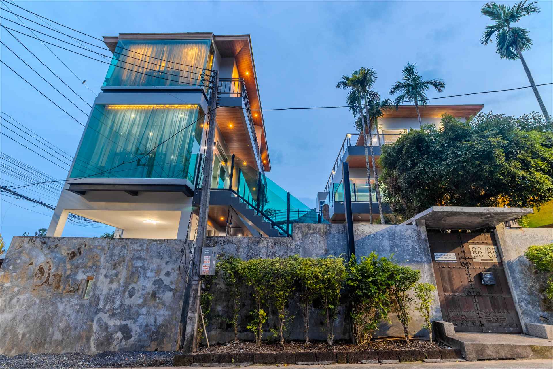 Modern villa interior with generous seating for large groups and families